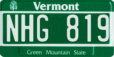 VT license plate NHG819