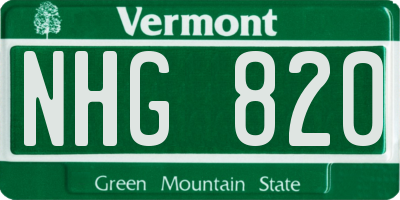 VT license plate NHG820