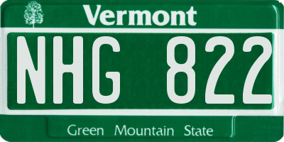 VT license plate NHG822