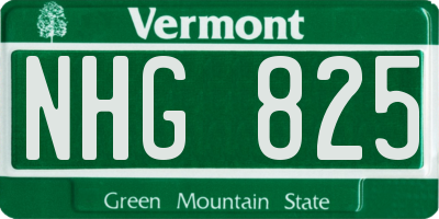 VT license plate NHG825