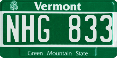 VT license plate NHG833