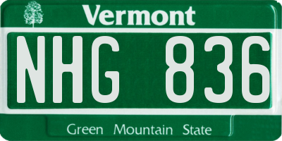 VT license plate NHG836