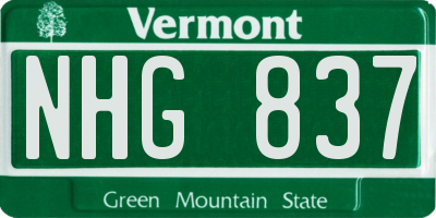 VT license plate NHG837