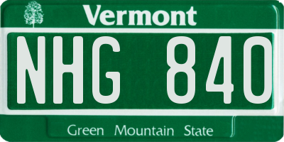 VT license plate NHG840