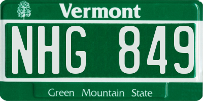 VT license plate NHG849