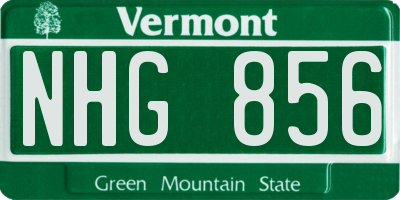 VT license plate NHG856