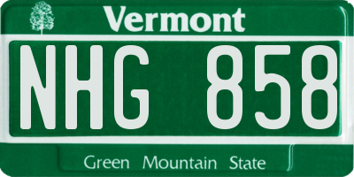 VT license plate NHG858