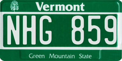 VT license plate NHG859