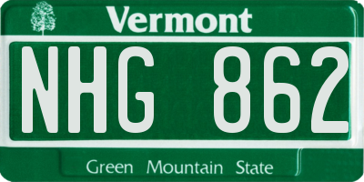 VT license plate NHG862