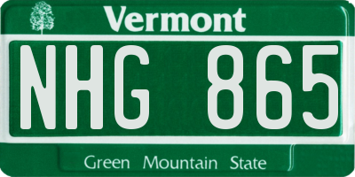 VT license plate NHG865