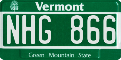 VT license plate NHG866