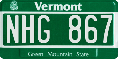 VT license plate NHG867