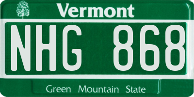 VT license plate NHG868