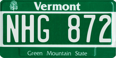 VT license plate NHG872