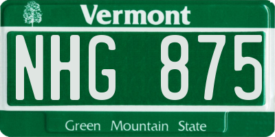 VT license plate NHG875