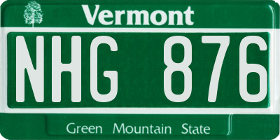 VT license plate NHG876