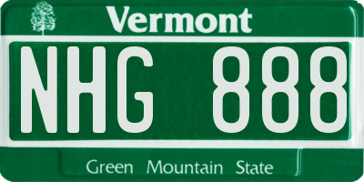 VT license plate NHG888