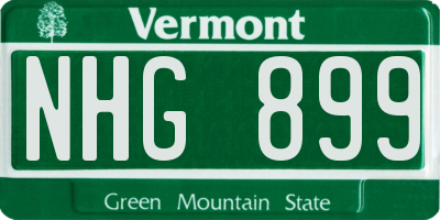 VT license plate NHG899