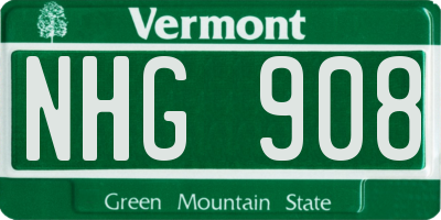 VT license plate NHG908
