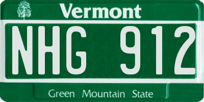 VT license plate NHG912