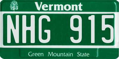 VT license plate NHG915