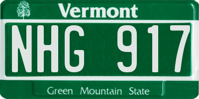 VT license plate NHG917