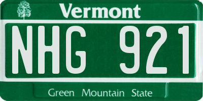 VT license plate NHG921
