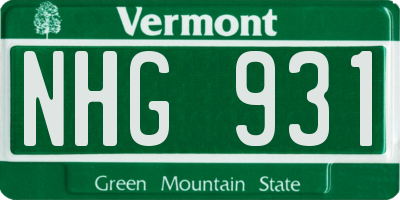 VT license plate NHG931