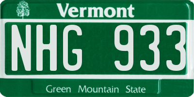 VT license plate NHG933