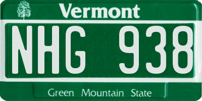 VT license plate NHG938
