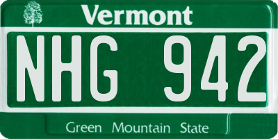 VT license plate NHG942
