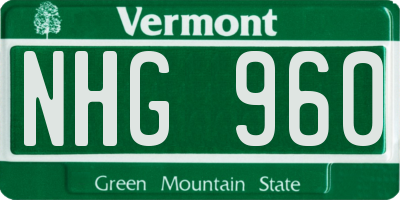 VT license plate NHG960