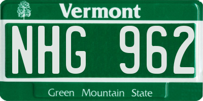 VT license plate NHG962