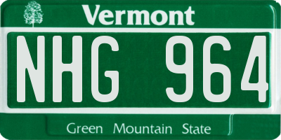 VT license plate NHG964