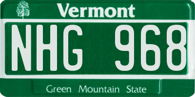 VT license plate NHG968