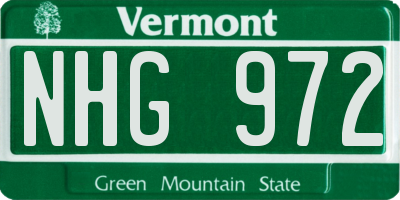 VT license plate NHG972