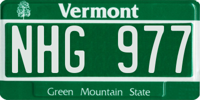 VT license plate NHG977