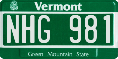 VT license plate NHG981