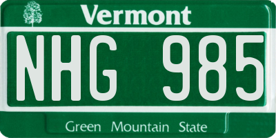 VT license plate NHG985