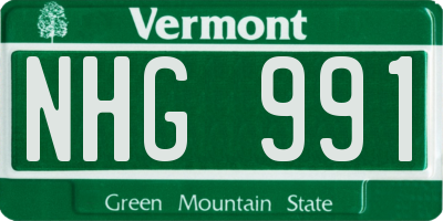 VT license plate NHG991
