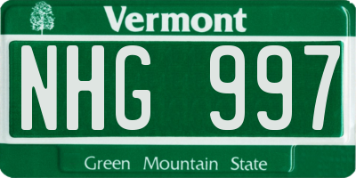 VT license plate NHG997