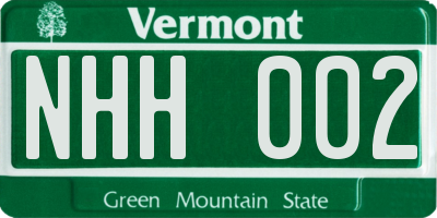 VT license plate NHH002