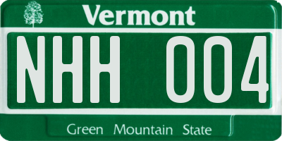 VT license plate NHH004