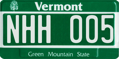 VT license plate NHH005