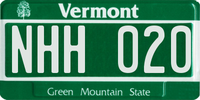 VT license plate NHH020