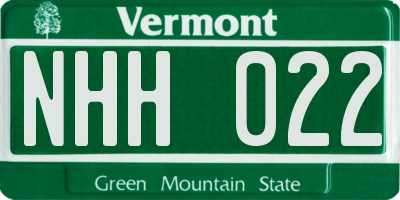 VT license plate NHH022