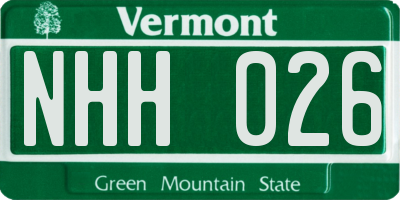 VT license plate NHH026