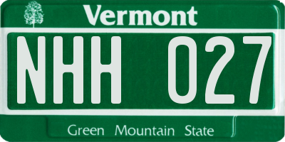 VT license plate NHH027