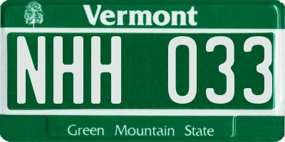 VT license plate NHH033