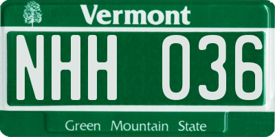 VT license plate NHH036